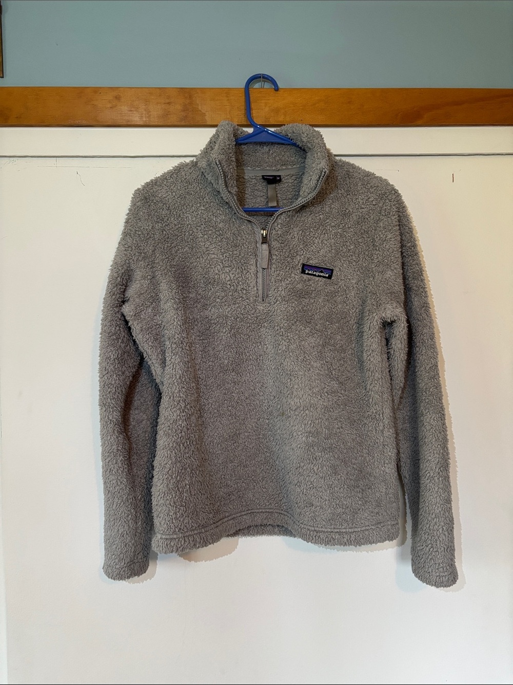 Patagonia Los Gatos 1/4 Zip Fleece Pullover Jacket Women Small Grey Sherpa Fuzzy